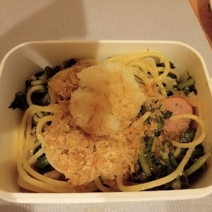 昆布つゆで☆ちくわとほうれん草の和風パスタ